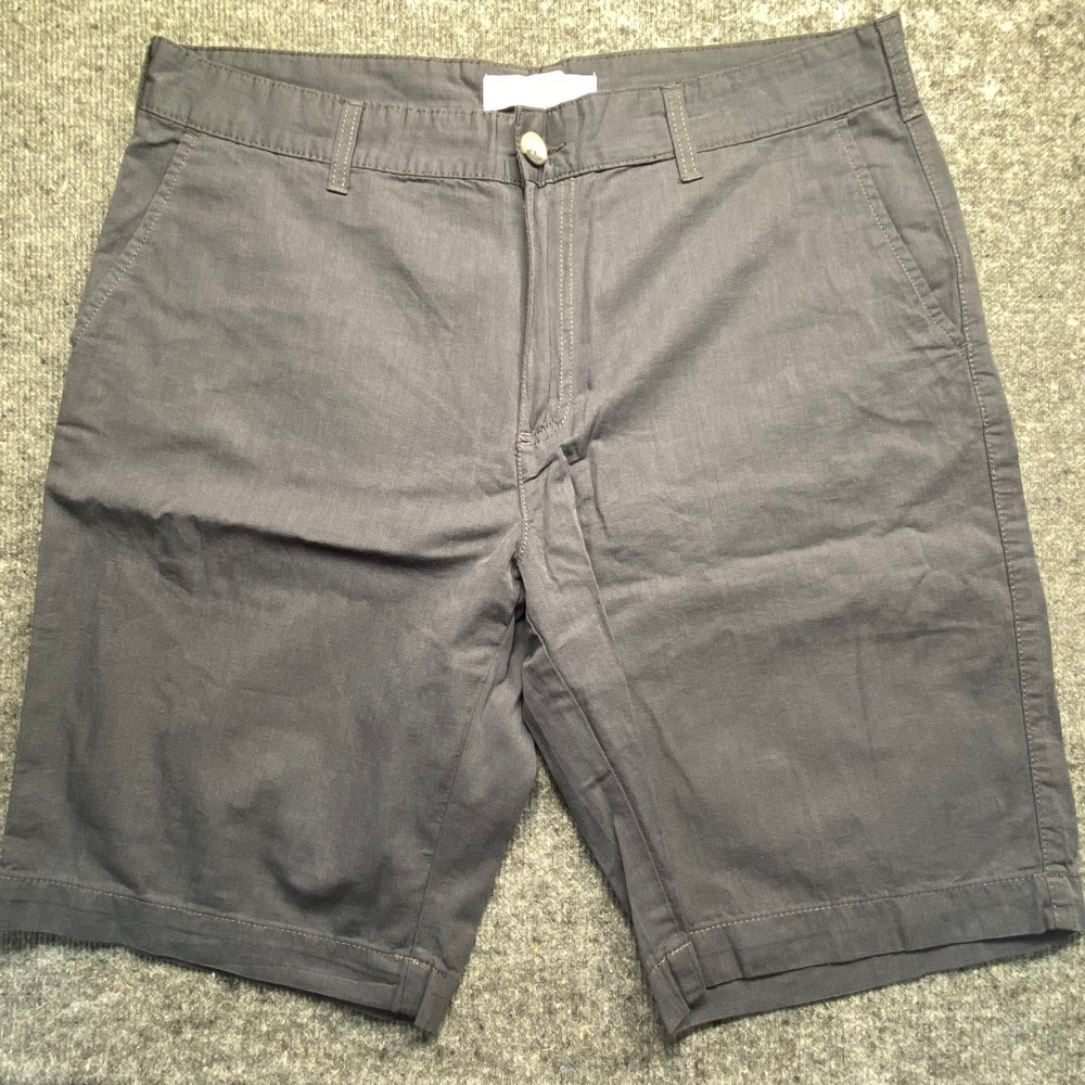 Method Mens Gray Textured Cotton Chino Shorts Size 38 Flat Front Casual
